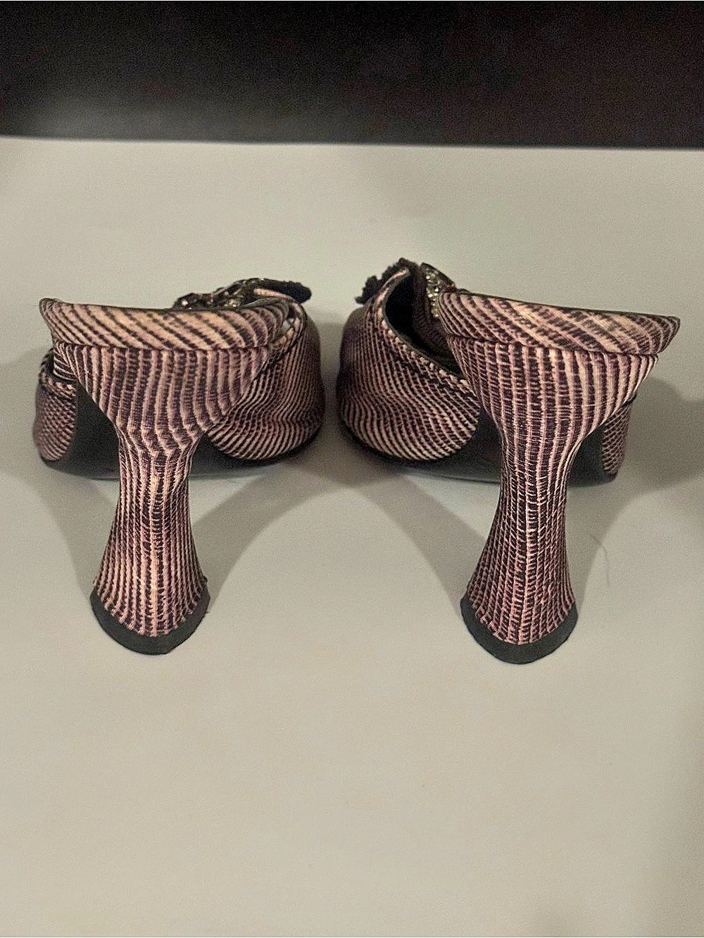 Prada with Swarovski Crystal Embellishment-Satin Mules Size 5.5 - Picture 6 of 8